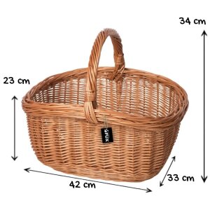Stabiler Pilzkorb Weide dunkel oval 42 cm für...