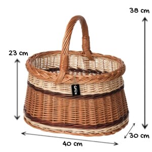Pilzkorb Weide Zweifarbig Oval bauchiges Design 40 cm...