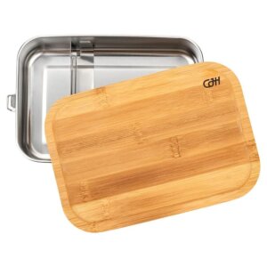 Edelstahl Lunch Box M mit Bambusdeckel nachhaltige Dose...