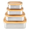 Edelstahl Lunch Box M mit Bambusdeckel nachhaltige Dose Wandertouren