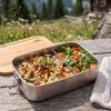 Edelstahl Lunch Box M mit Bambusdeckel nachhaltige Dose Wandertouren