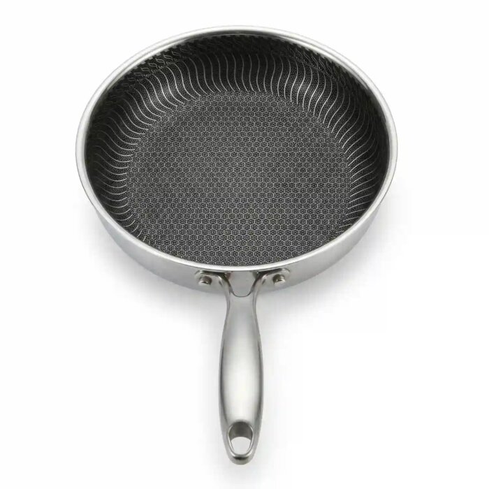 Bratpfanne Edelstahl 24 cm Wabenstruktur Keramikbeschichtung für Induktion