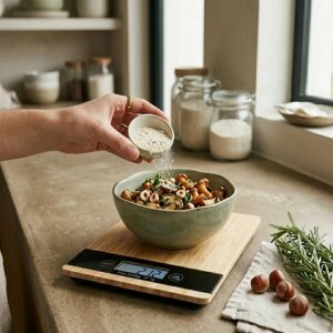 Digitale Waage Bambus bis 5 kg Feinwaage für...