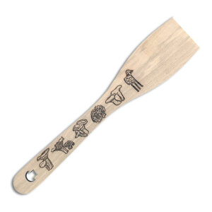 Pfannenwender aus Buchenholz mit Pilzmotiven 30 cm FSC-Holz
